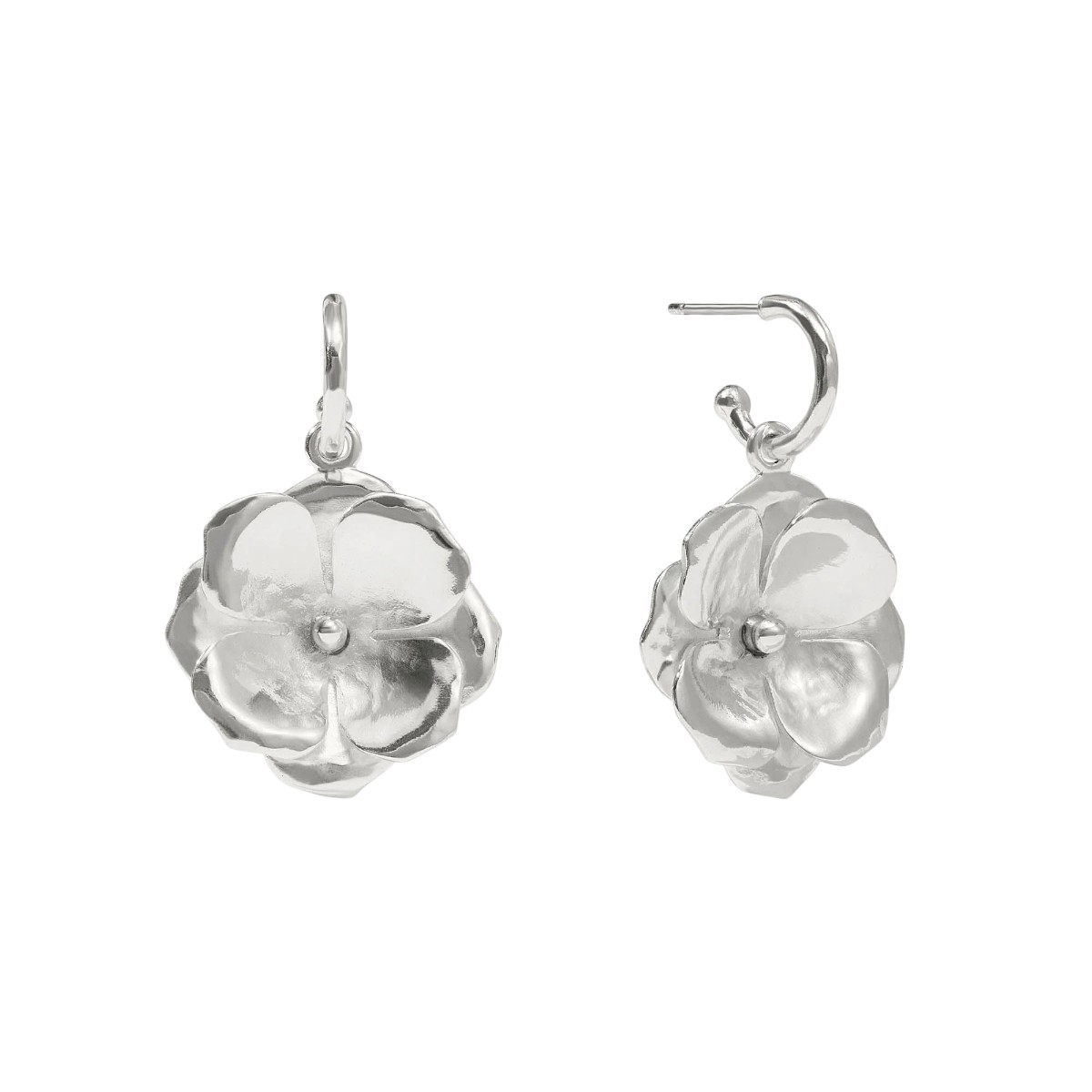 Julie Vos Bloom Hoop and Charm Earrings, Silver