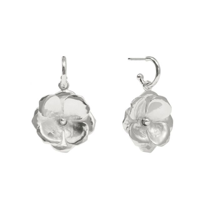 Julie Vos Bloom Hoop and Charm Earrings, Silver