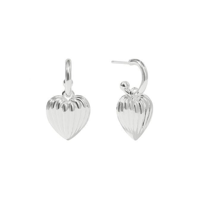 Julie Vos Puffy Heart Hoop and Charm Earring, Silver