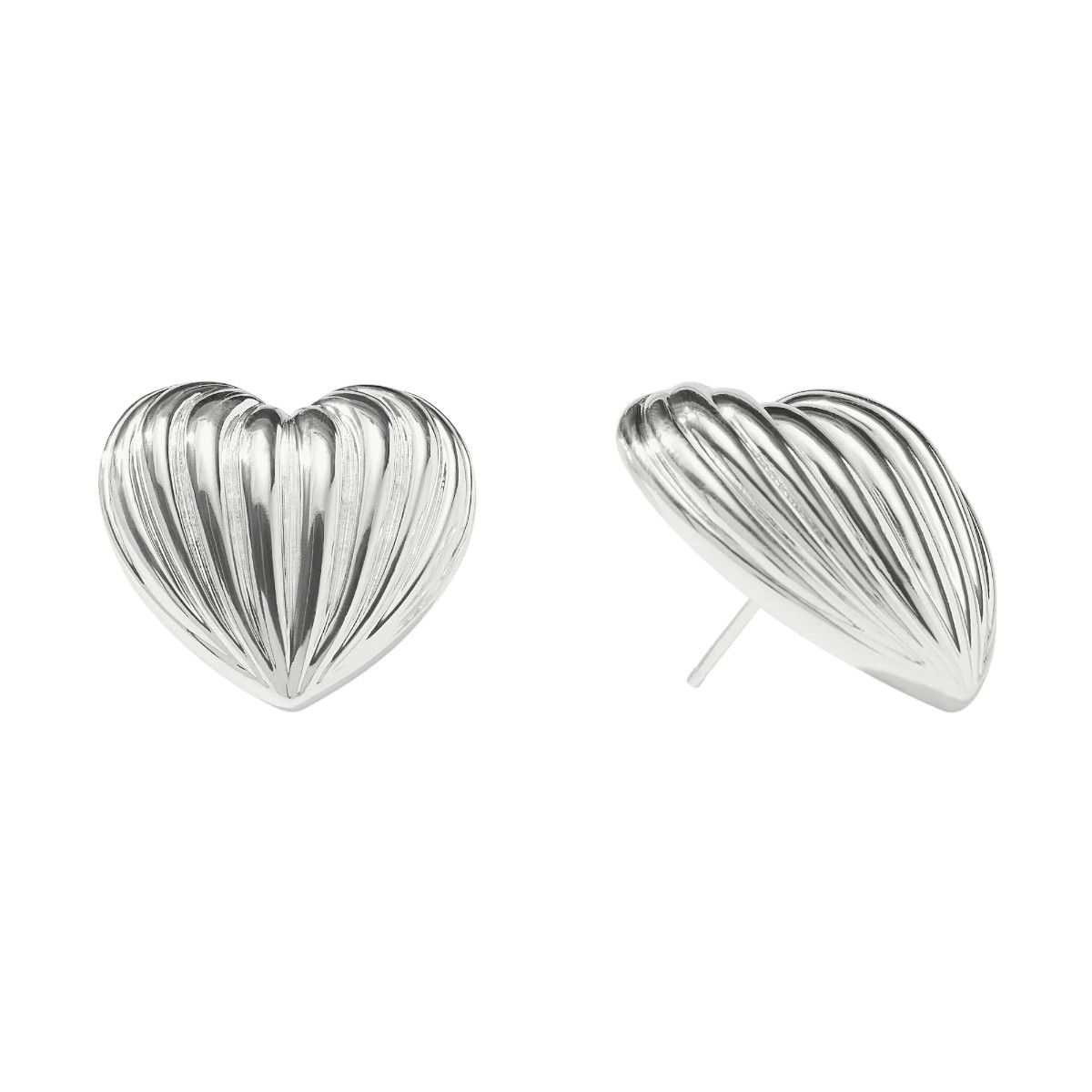 Julie Vos Puffy Heart Statement Stud Earrings, Silver