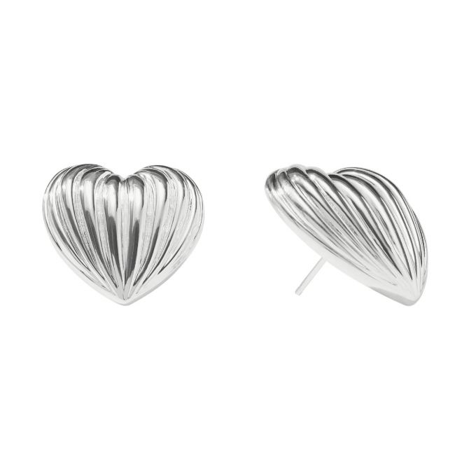 Julie Vos Puffy Heart Statement Stud Earrings, Silver