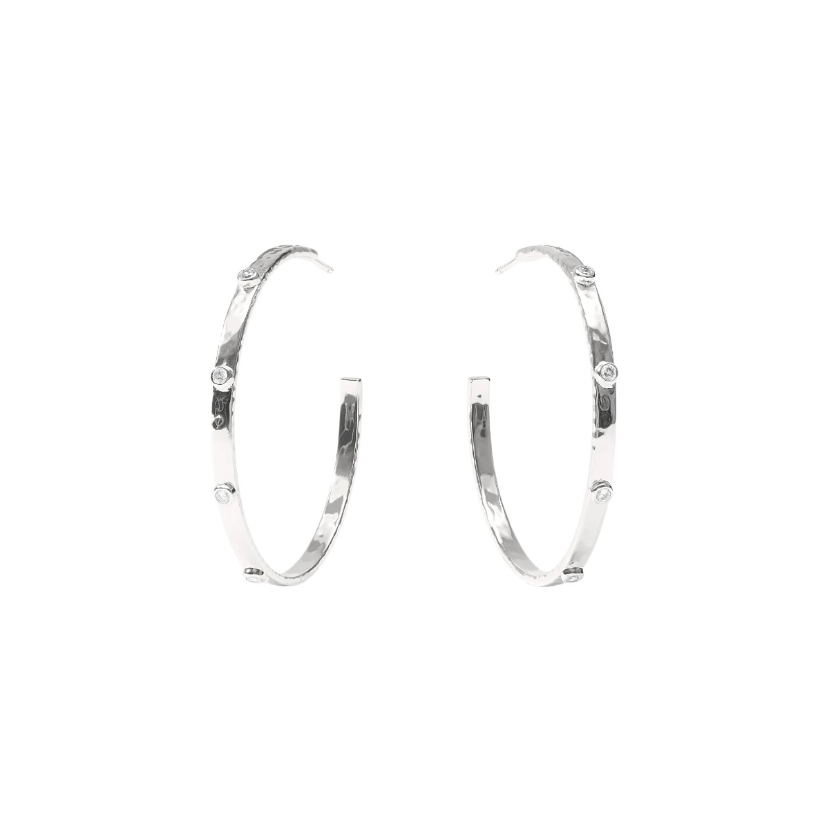 Julie Vos Crescent Stone Hoop Earrings, Silver and Large