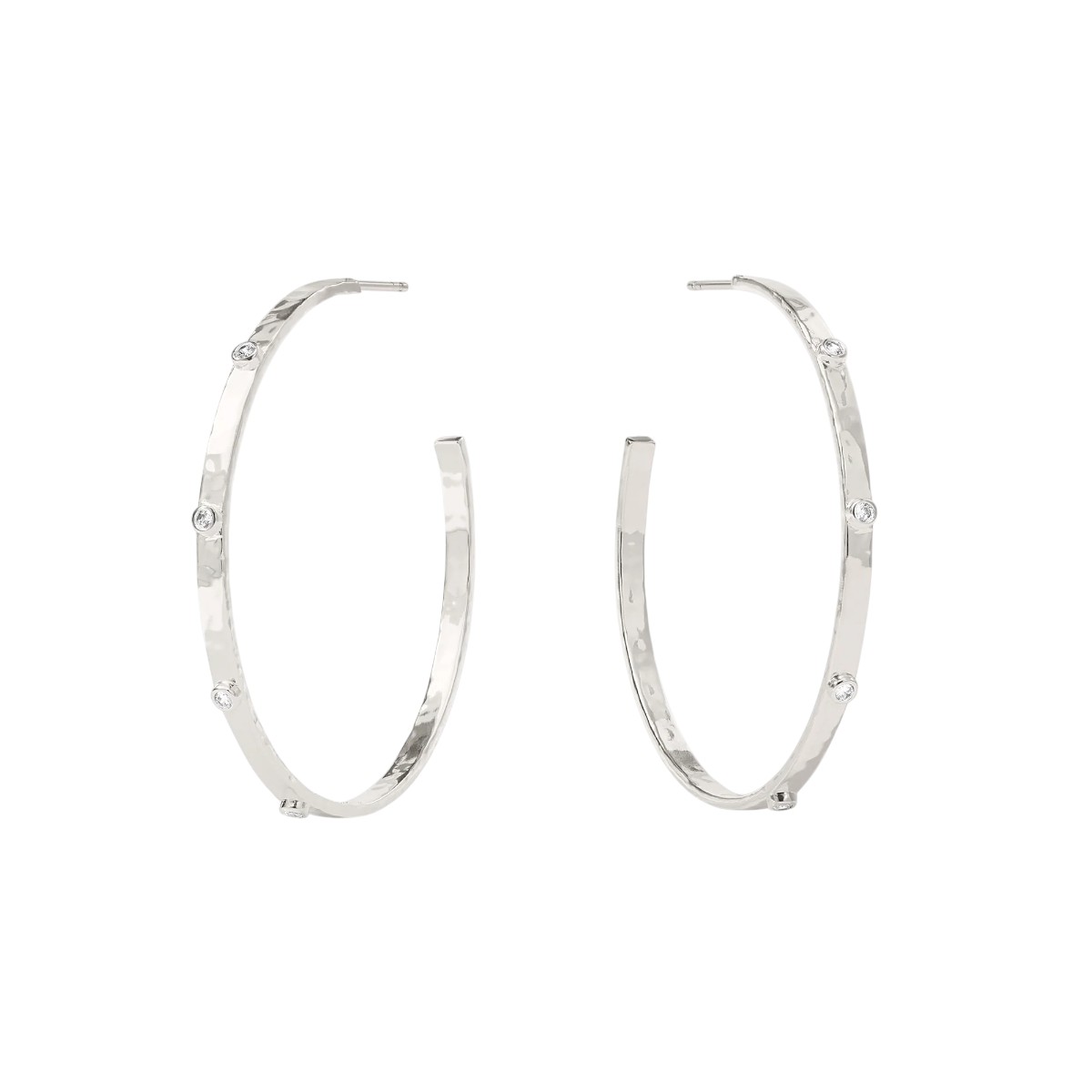 Julie Vos Crescent Stone Hoop Earrings, Silver and Extra Large