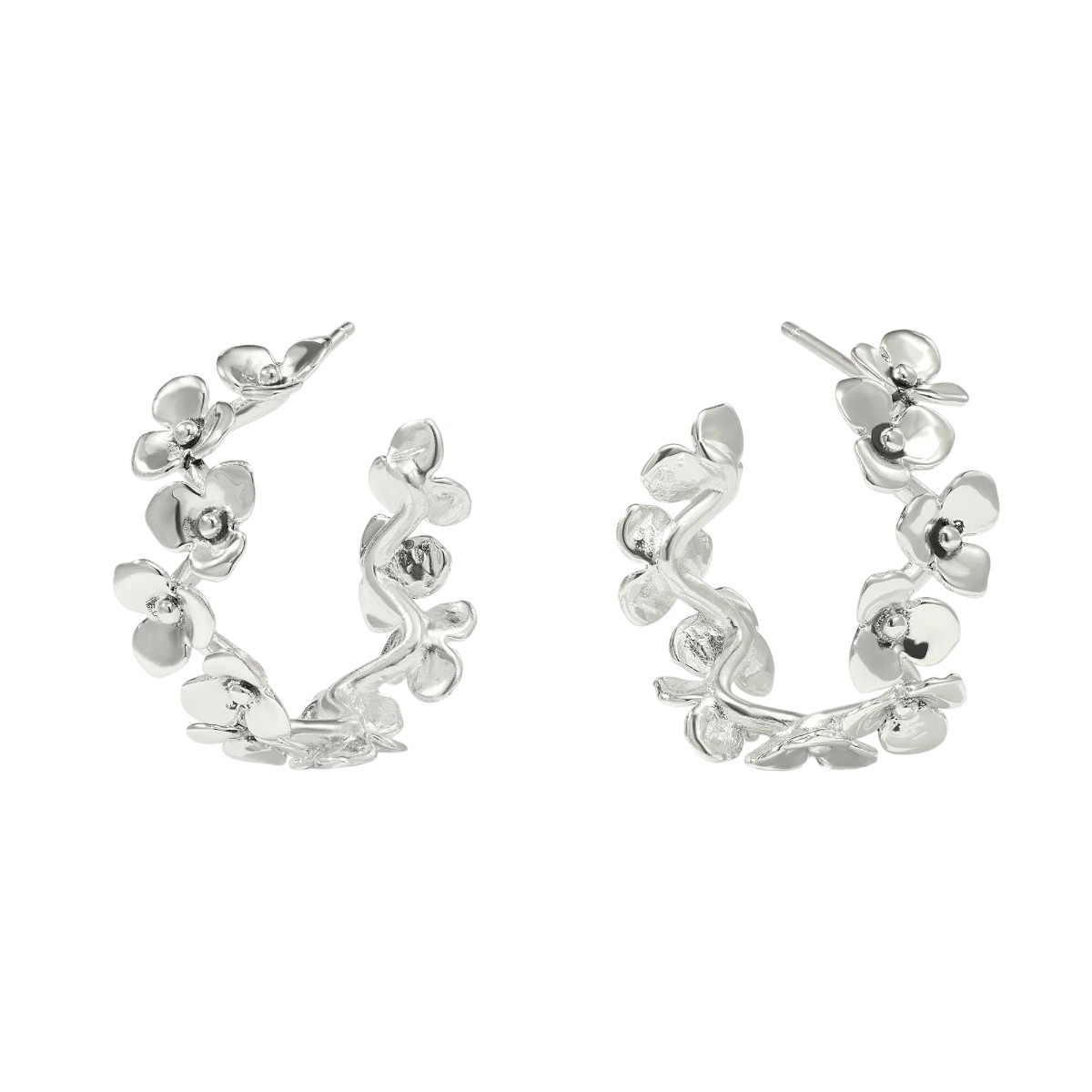 Julie Vos Bloom Hoop Earrings, Silver and Small