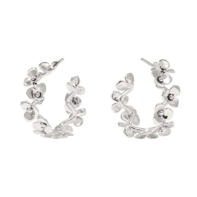 Julie Vos Bloom Hoop Earrings, Silver and Small