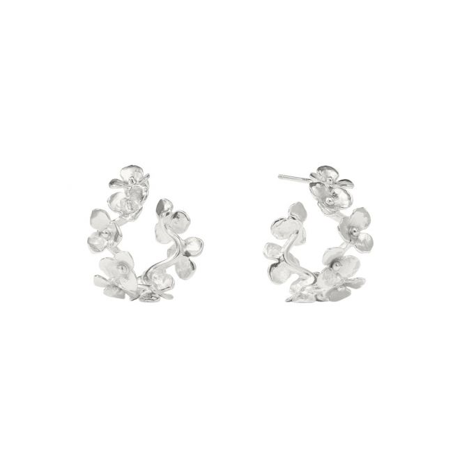 Julie Vos Bloom Hoop Earrings, Silver and Small