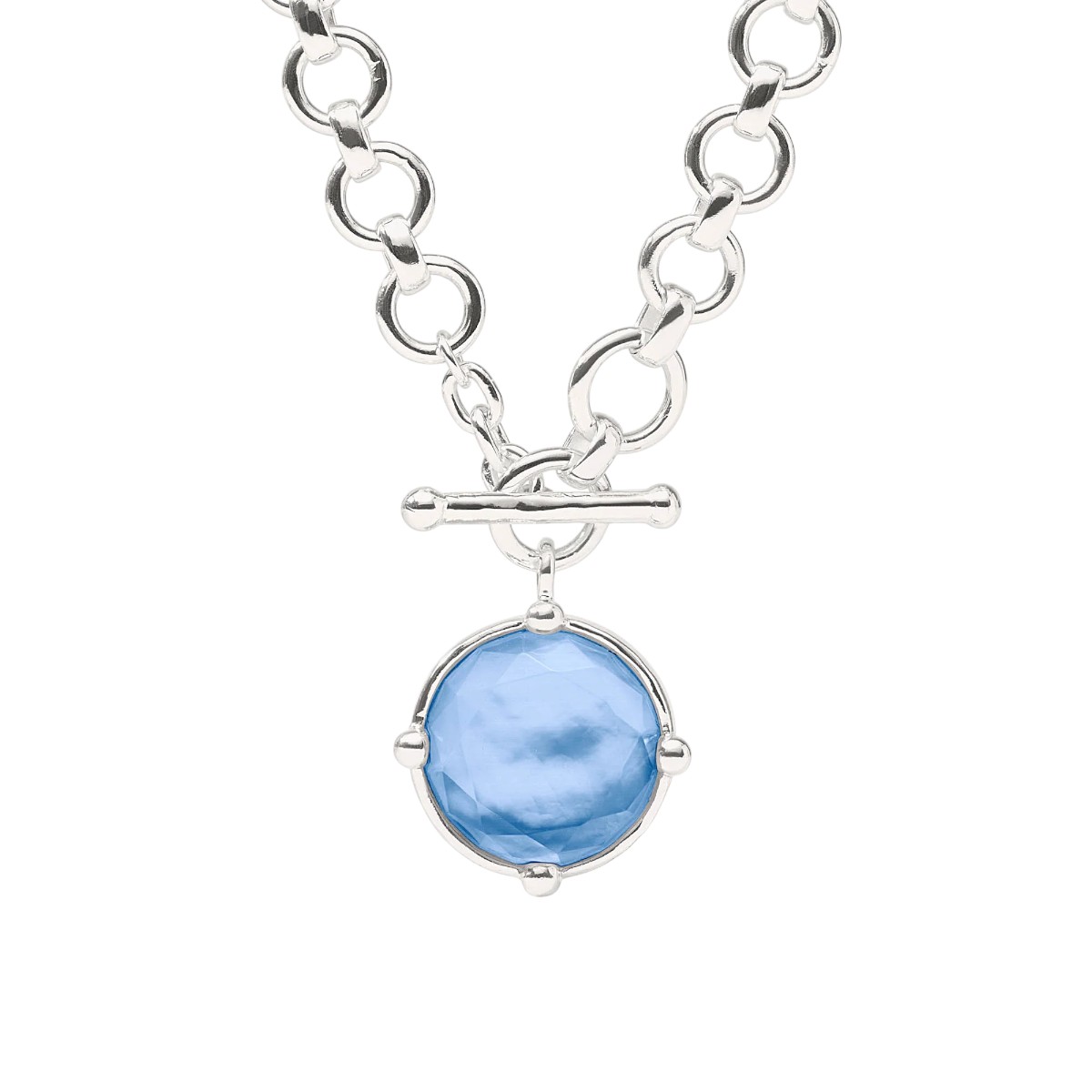 Julie Vos Honeybee Demi Necklace, Iridescent Chalcedony Blue and Silver