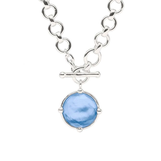 Julie Vos Honeybee Demi Necklace, Iridescent Chalcedony Blue and Silver