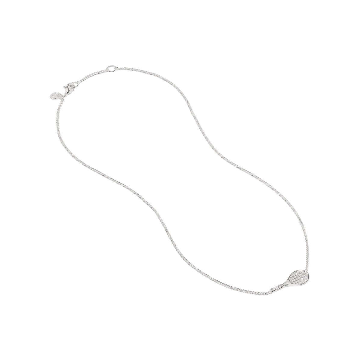 Julie Vos Tennis Racquet Delicate Necklace, Silver and Cubic Zirconia