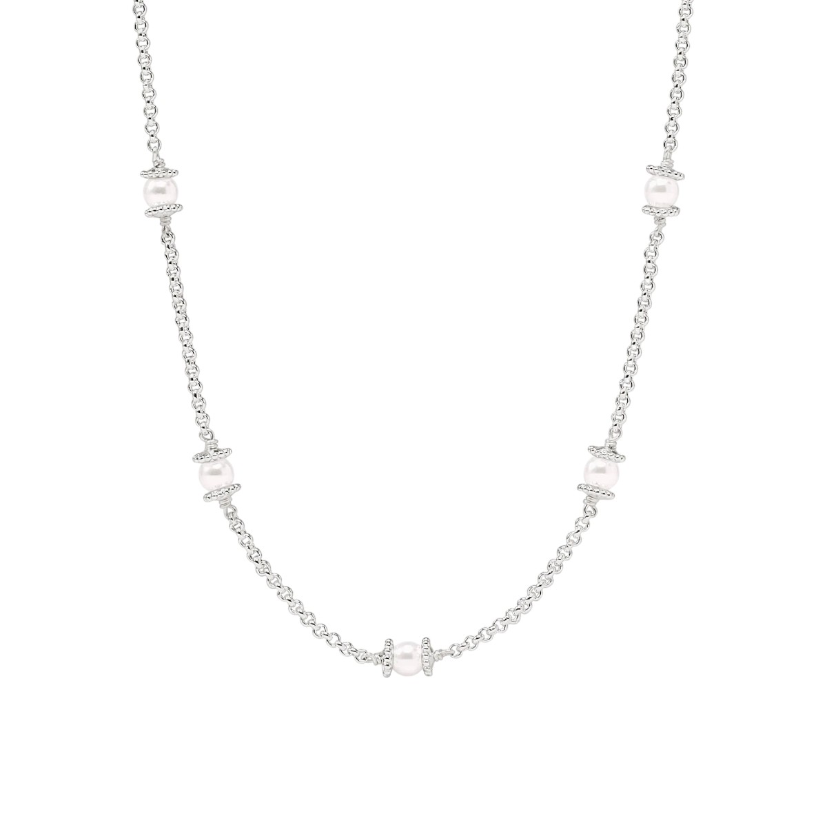 Julie Vos Hydra Delicate Station Necklace, Silver and Pearl