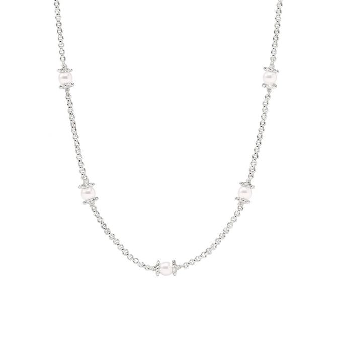 Julie Vos Hydra Delicate Station Necklace, Silver and Pearl