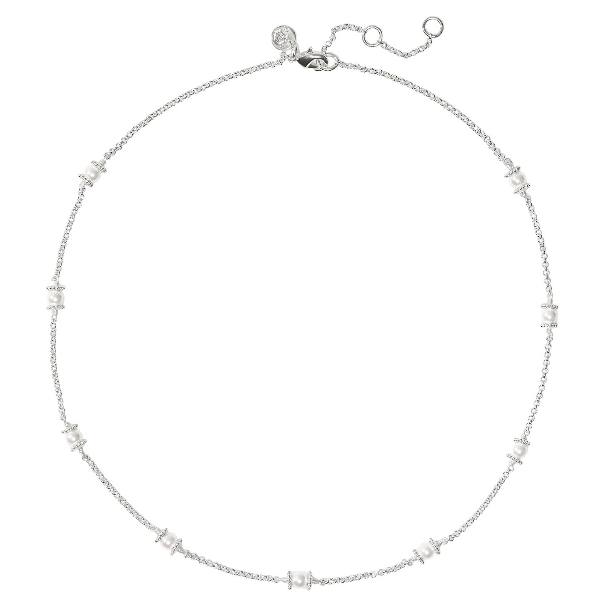 Julie Vos Hydra Delicate Station Necklace, Silver and Pearl