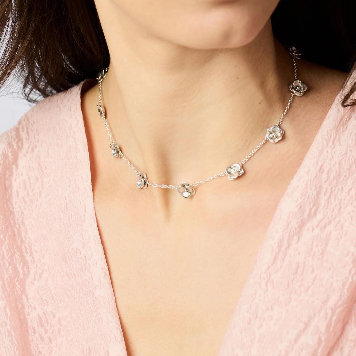 Julie Vos Bloom Delicate Station Necklace, Silver