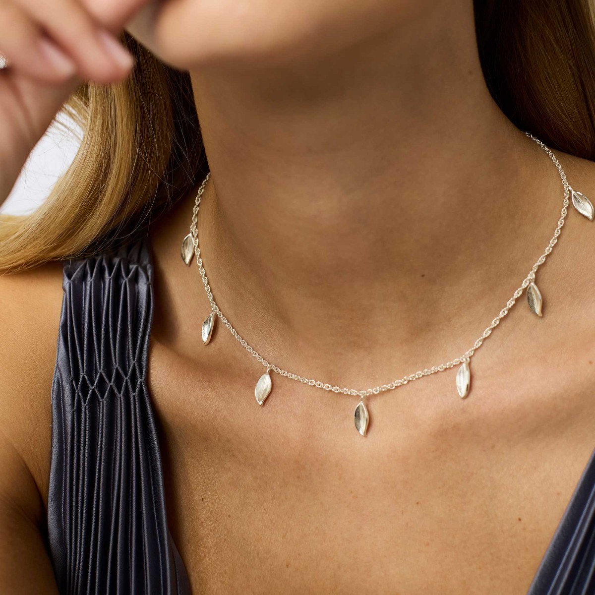 Julie Vos Willow Delicate Charm Necklace, Silver