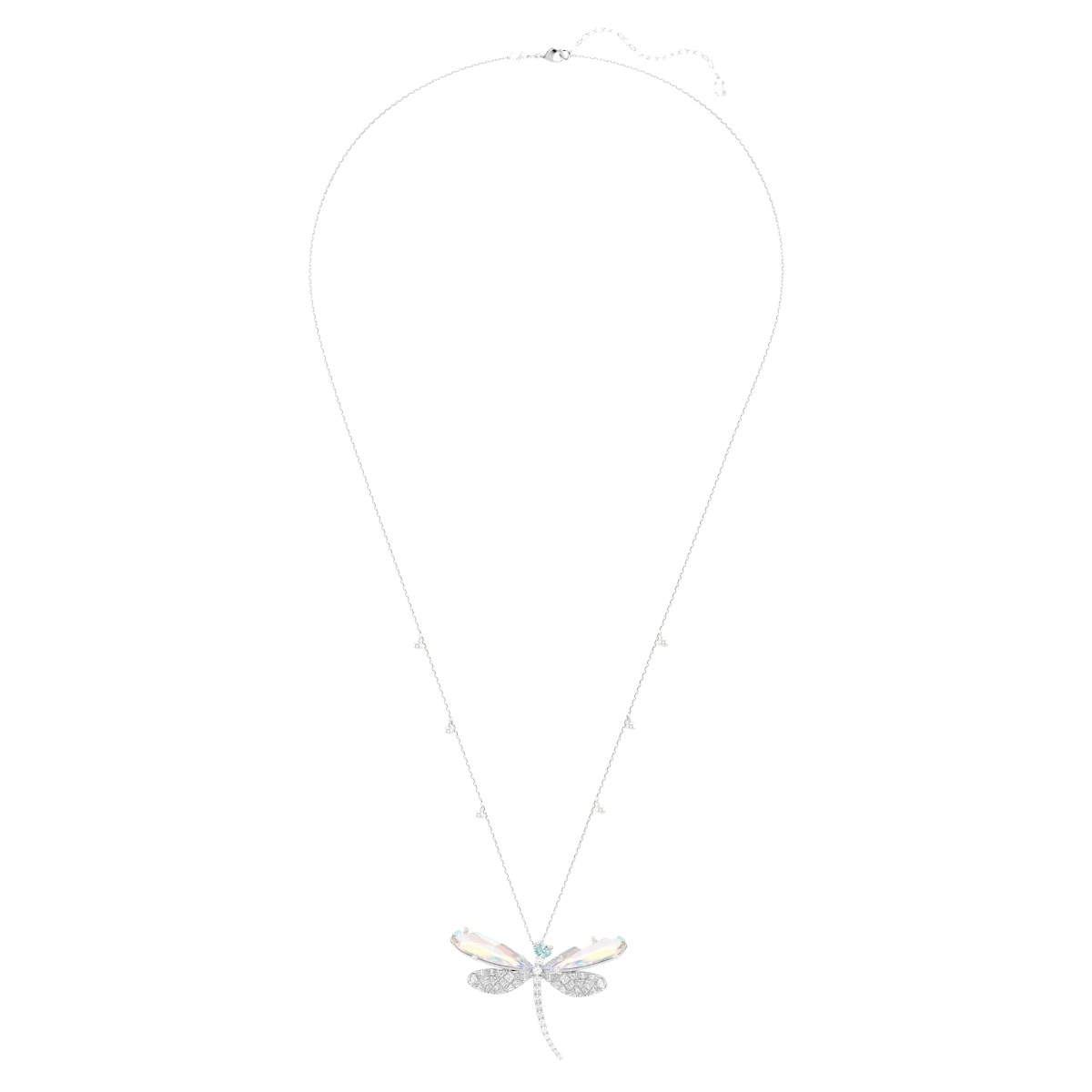 Swarovski Ariana Grande Crystal Pearl Mixed Cuts Dragonfly Pendant and Brooch, White and Rhodium Pla