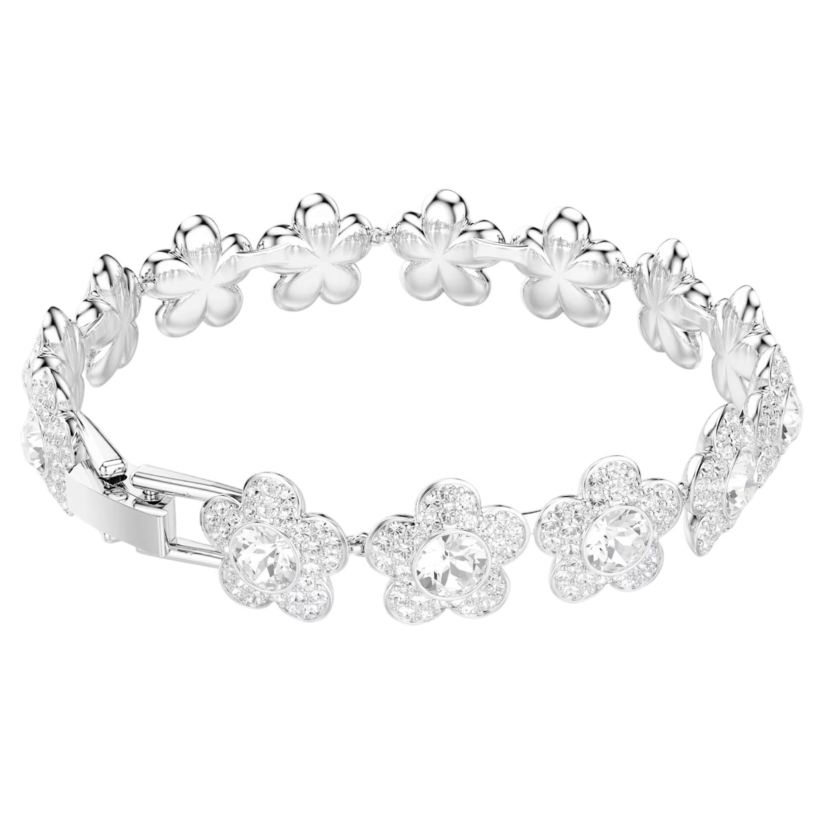 Swarovski Ariana Grande Round Cut Flower Bracelet, White and Rhodium Plated