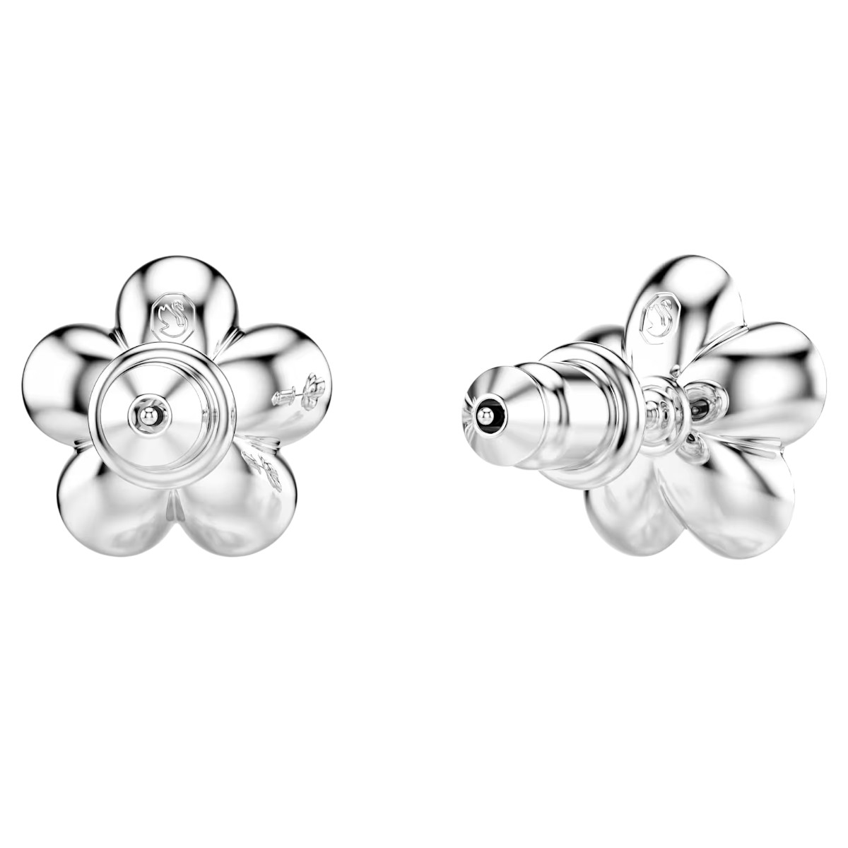 Swarovski Ariana Grande Crystal Pearl Round Cut Flower Stud Earrings, White and Rhodium Plated