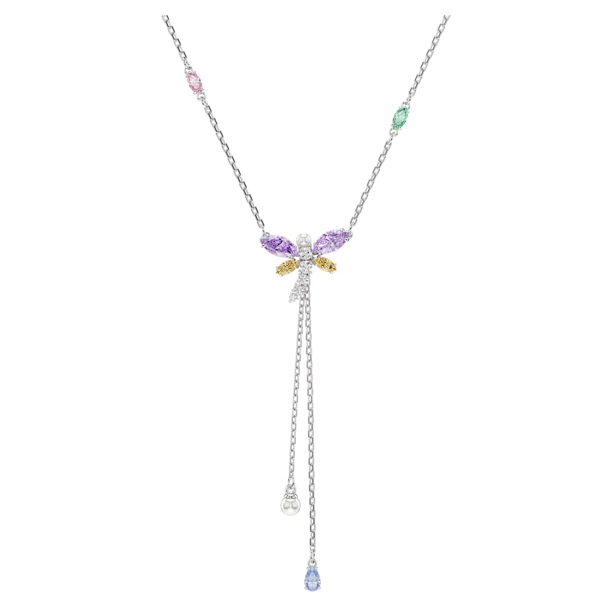 Swarovski Ariana Grande Mixed Cuts Dragonfly Y Necklace, Multicolored and Rhodium Plated
