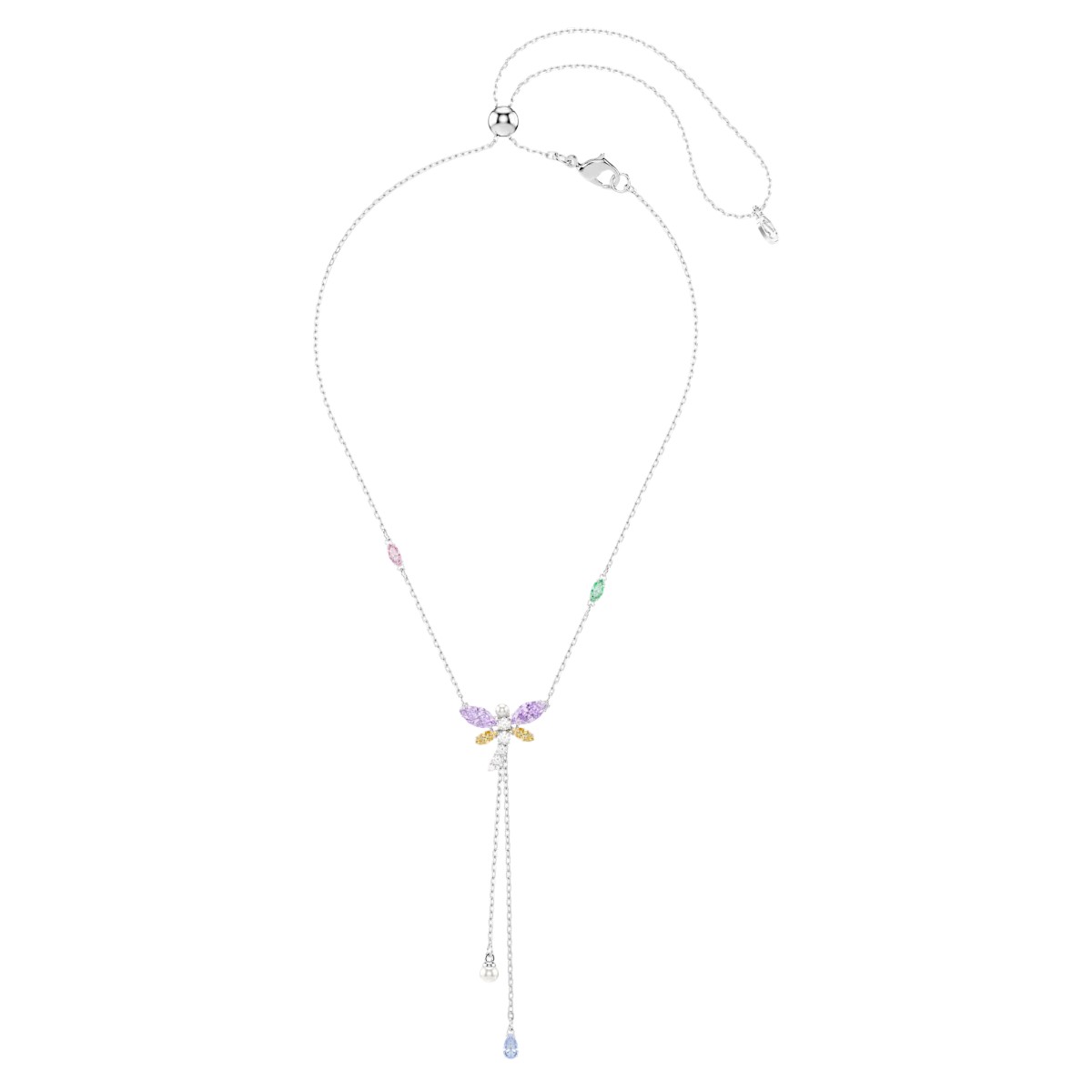 Swarovski Ariana Grande Mixed Cuts Dragonfly Y Necklace, Multicolored and Rhodium Plated