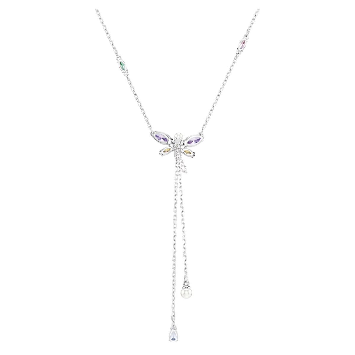 Swarovski Ariana Grande Mixed Cuts Dragonfly Y Necklace, Multicolored and Rhodium Plated