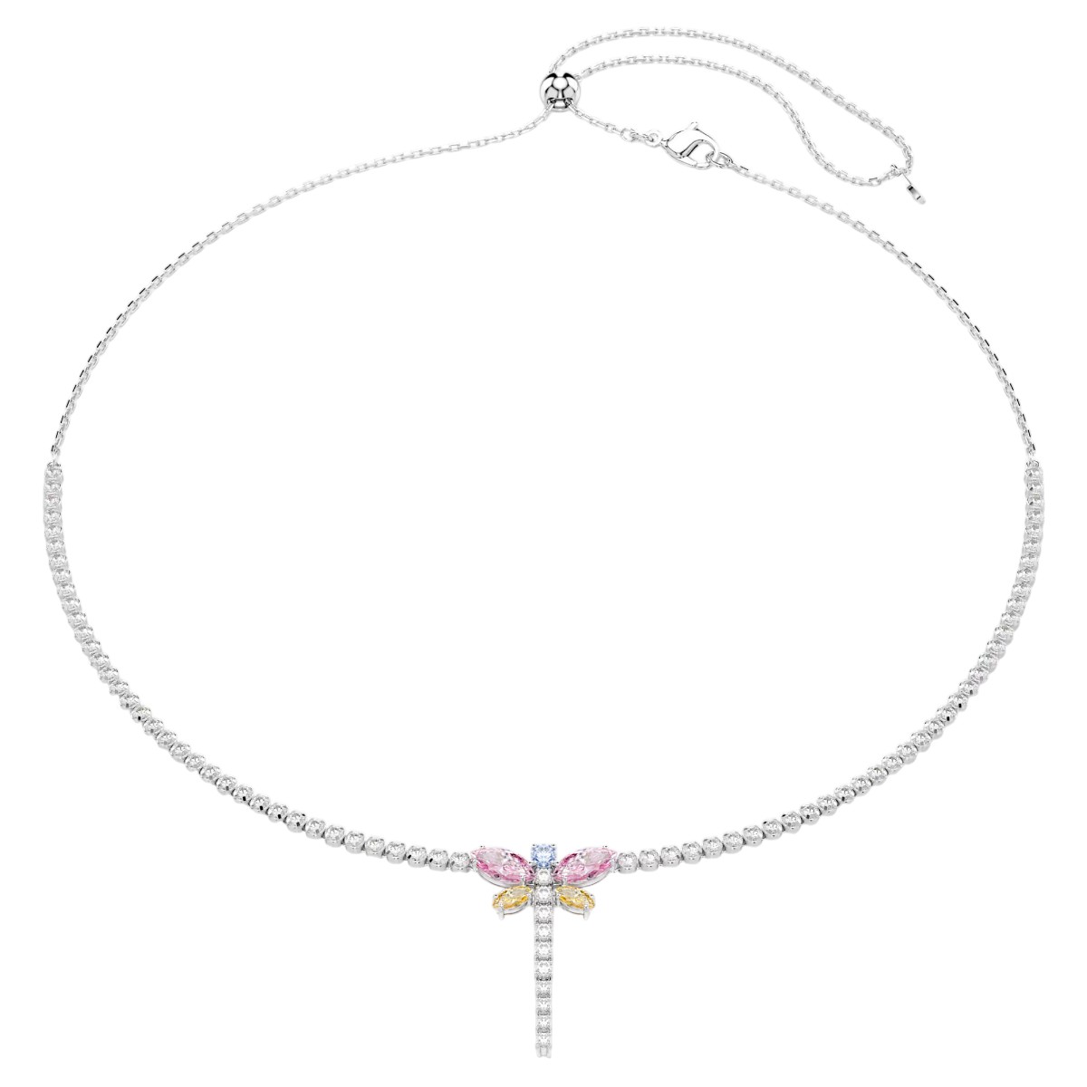 Swarovski Ariana Grande Mixed Cuts Dragonfly Y Pendant Necklace, Multicolored and Rhodium Plated