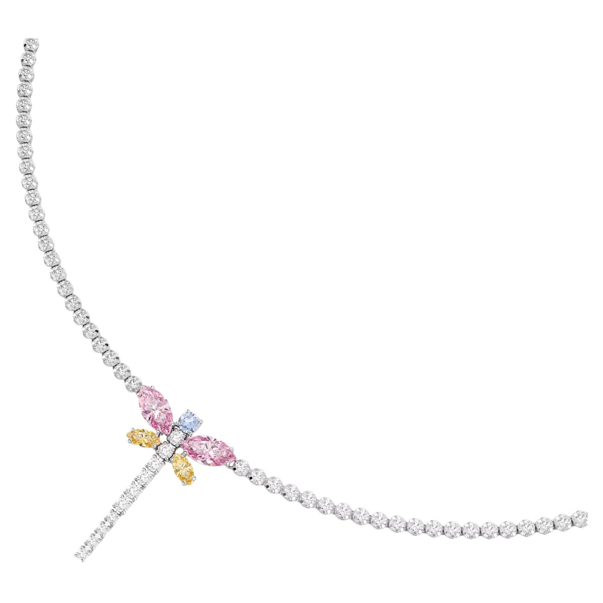 Swarovski Ariana Grande Mixed Cuts Dragonfly Y Pendant Necklace, Multicolored and Rhodium Plated