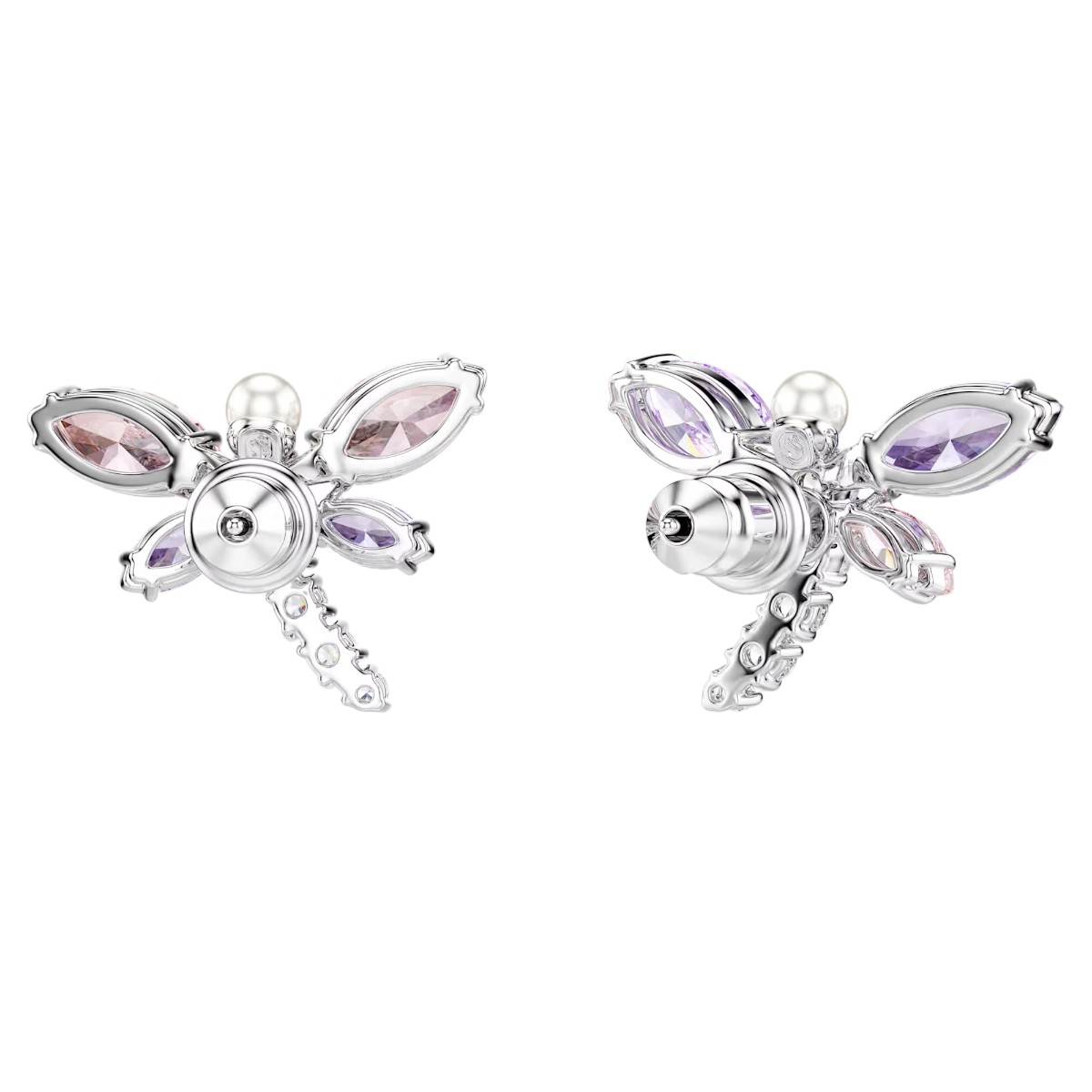 Swarovski Ariana Grande Mixed Cuts Dragonfly Stud Earrings, Multicolored and Rhodium Plated
