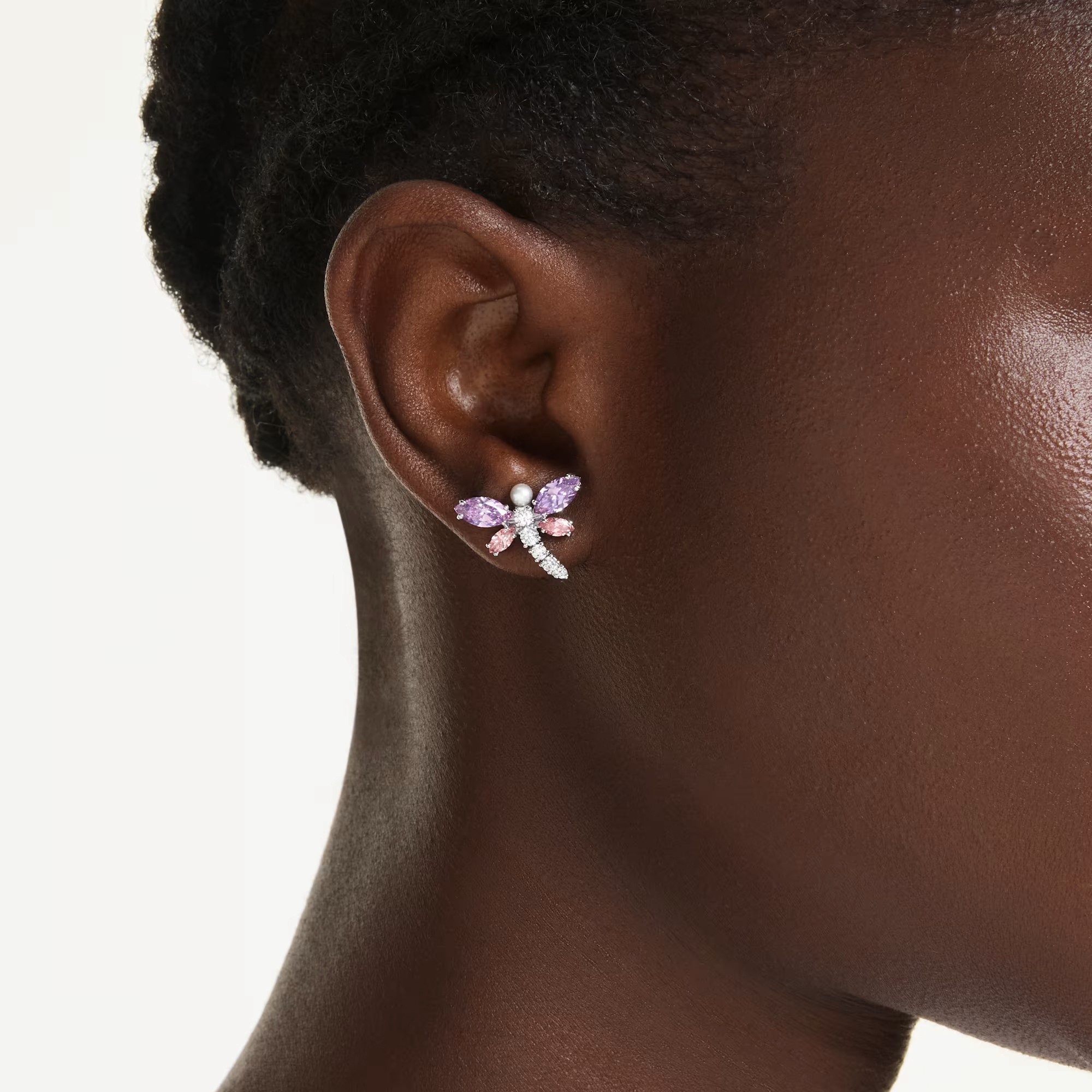 Swarovski Ariana Grande Mixed Cuts Dragonfly Stud Earrings, Multicolored and Rhodium Plated