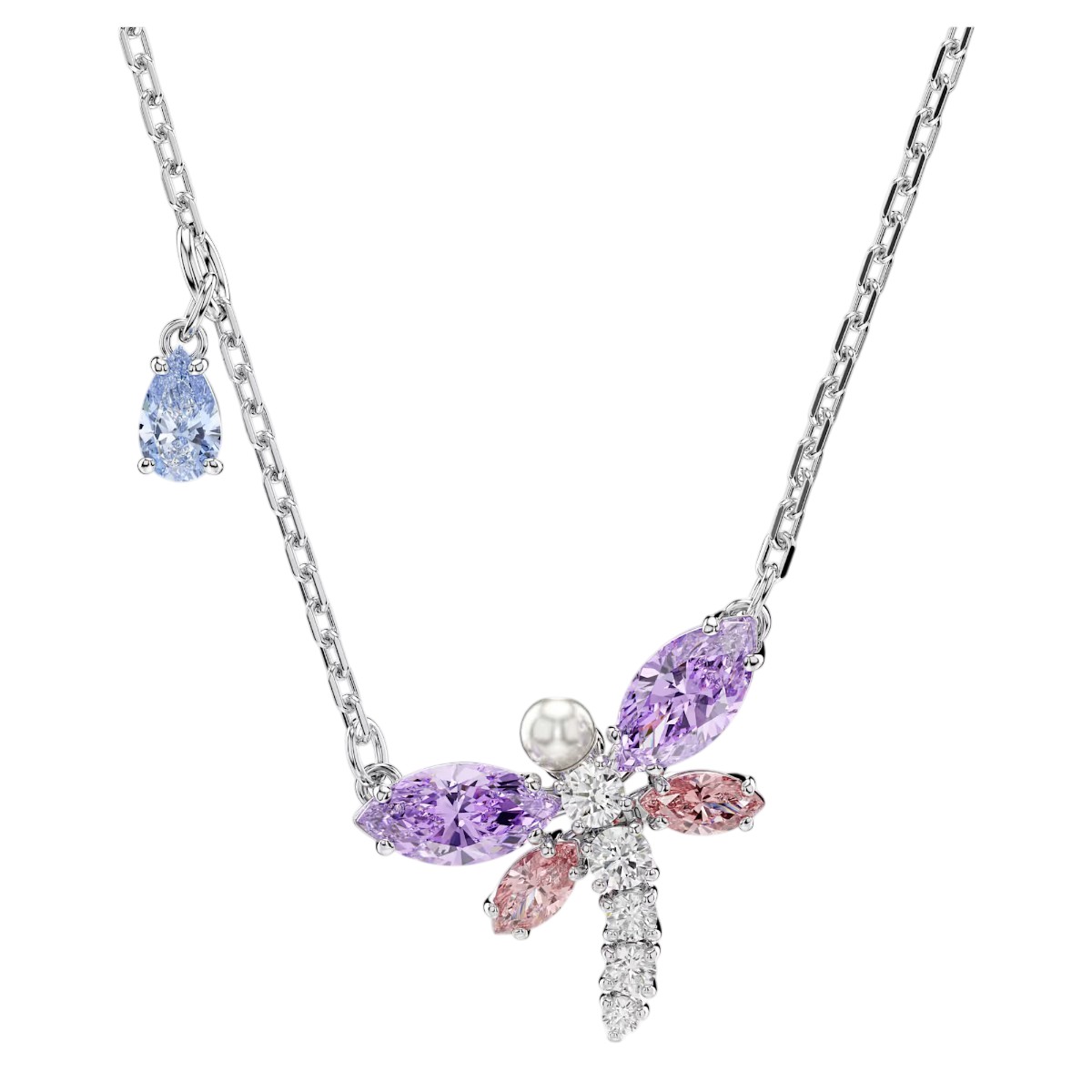 Swarovski Ariana Grande Mixed Cuts Dragonfly Pendant Necklace, Multicolored and Rhodium Plated
