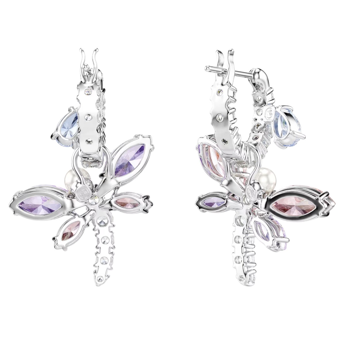 Swarovski Ariana Grande Mixed Cuts Dragonfly Drop Earrings, Multicolored and Rhodium Plated