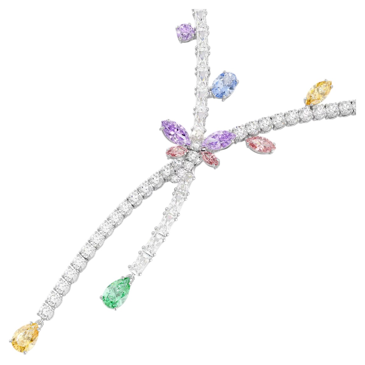 Swarovski Ariana Grande Mixed Cuts Dragonfly Necklace, Multicolored and Rhodium Plated