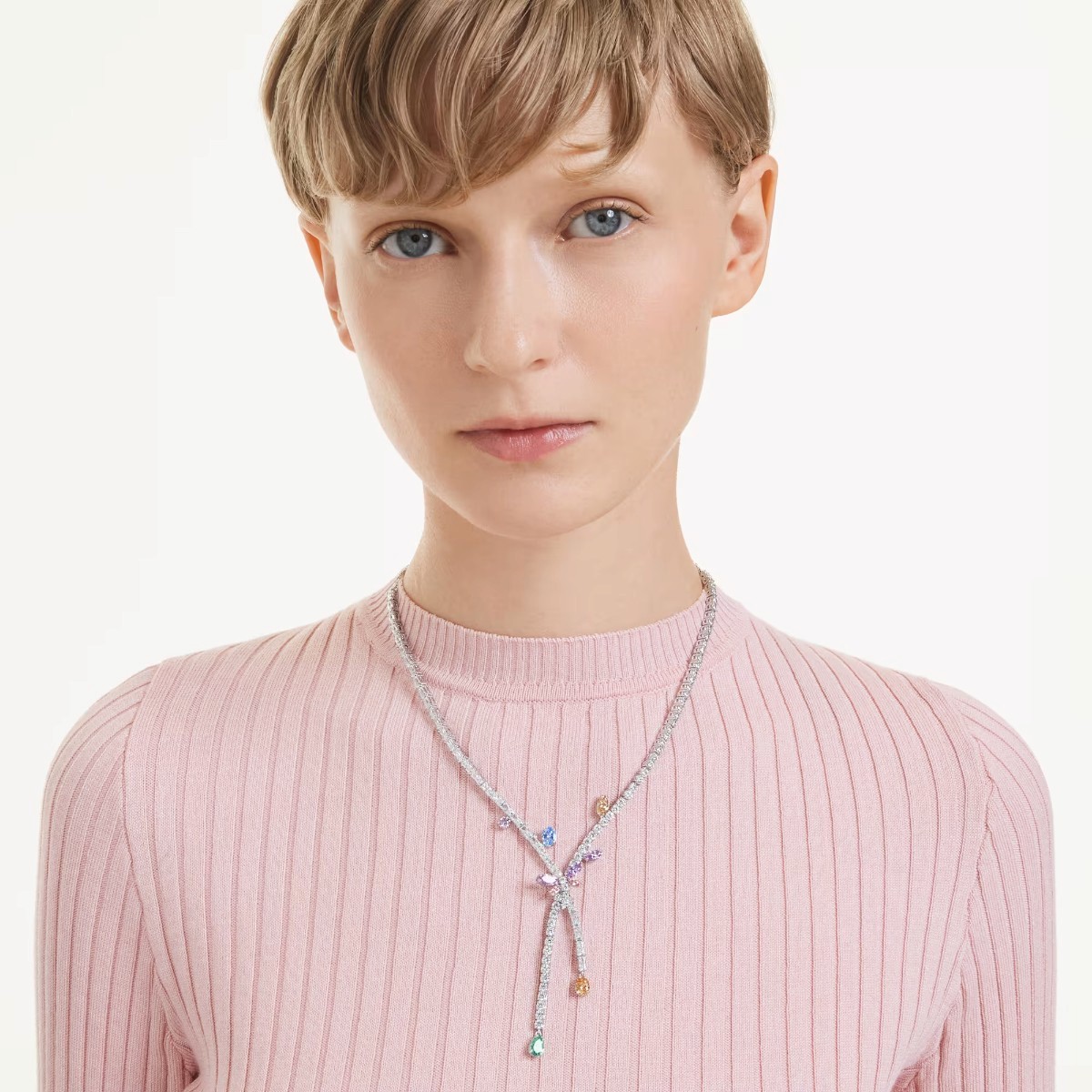 Swarovski Ariana Grande Mixed Cuts Dragonfly Necklace, Multicolored and Rhodium Plated