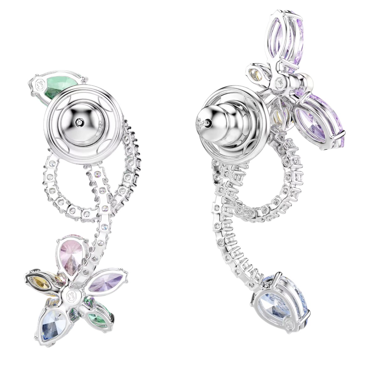 Swarovski Ariana Grande Mixed Cuts Dragonfly and Flower Drop Earrings with Ear Jacket, Multicolored 