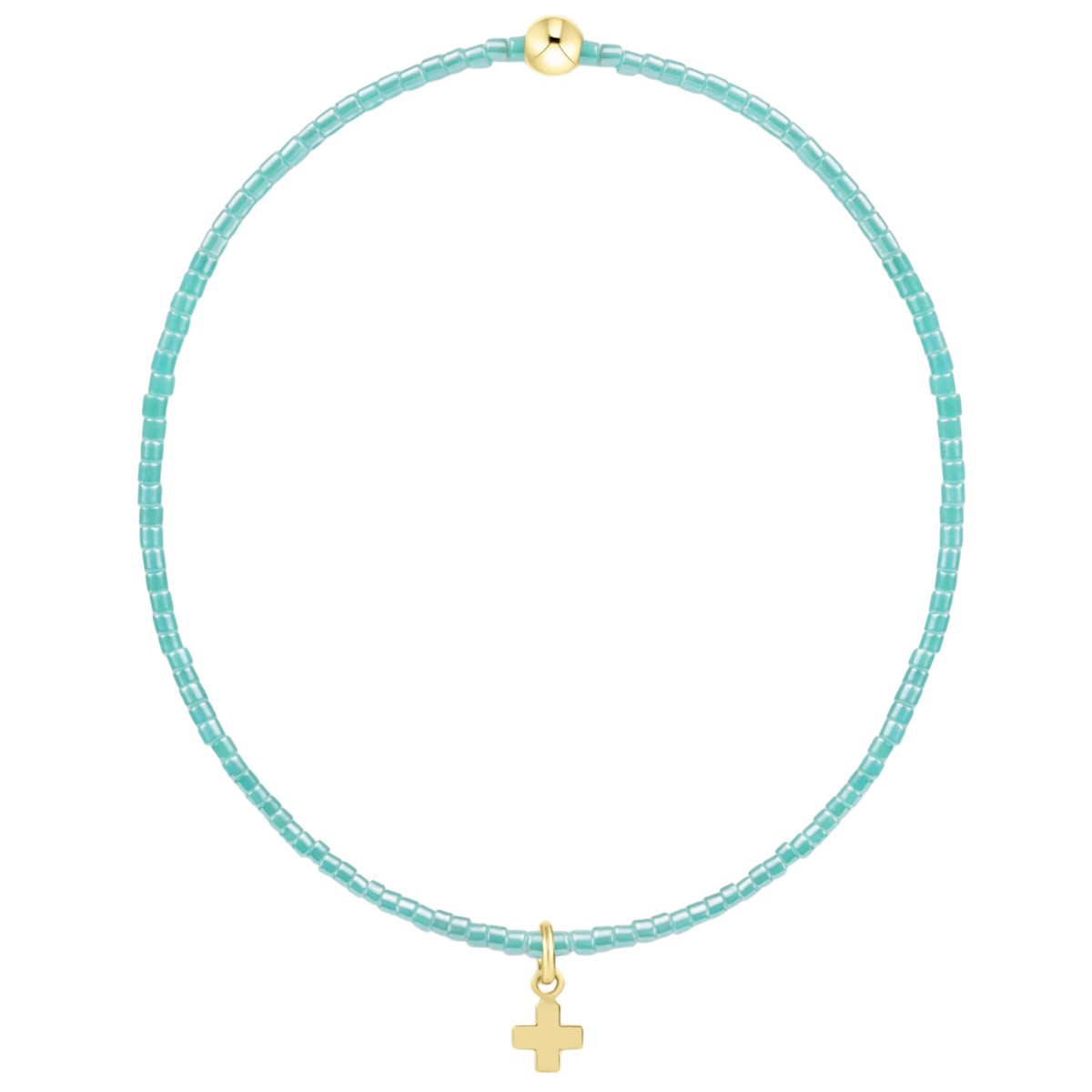 Enewton Hope Classic Signature Cross Small Gold Charm Sea Glass Bracelet, 6.25