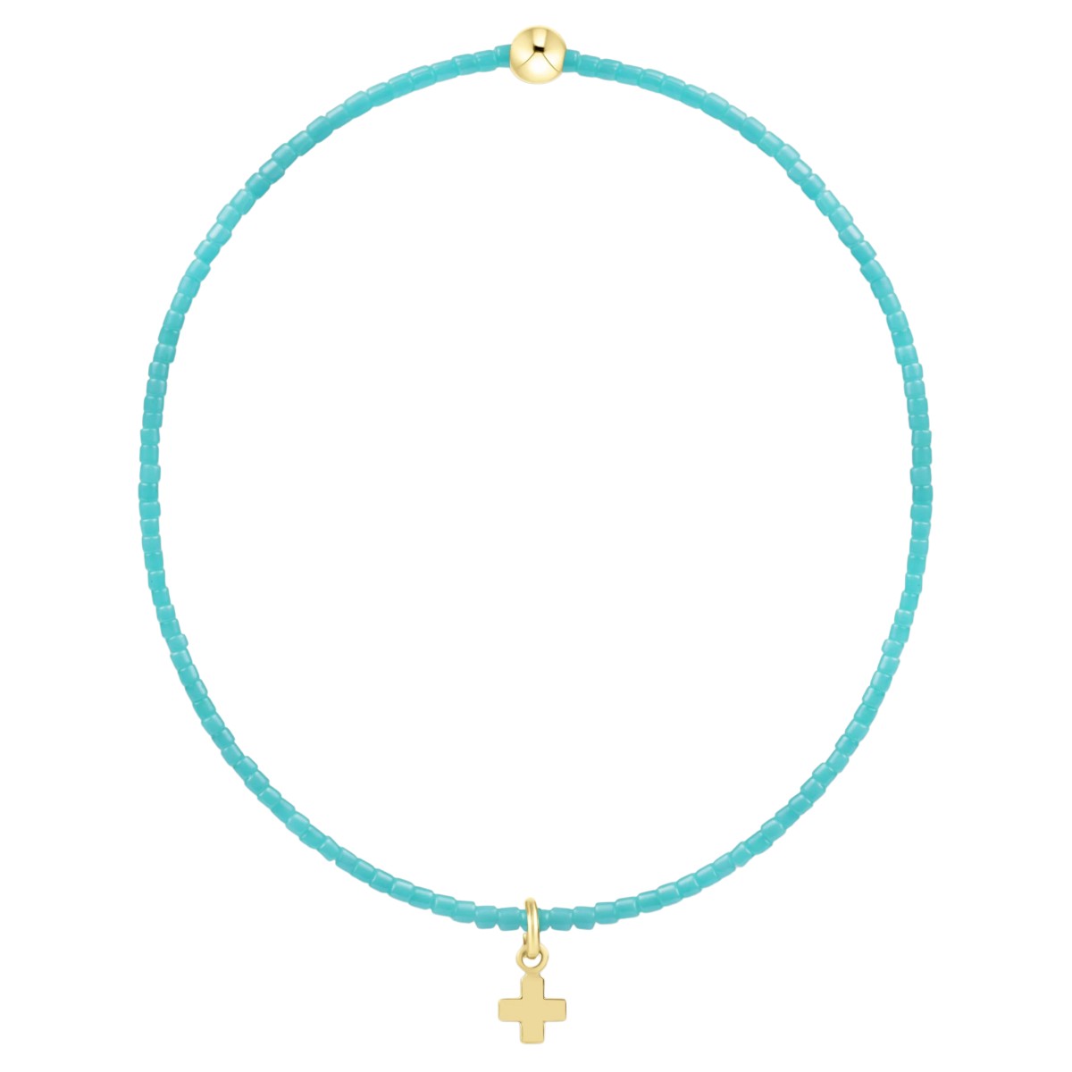 Enewton Hope Classic Signature Cross Small Gold Charm Turquoise Bracelet, 6.25