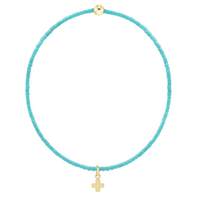 Enewton Hope Classic Signature Cross Small Gold Charm Turquoise Bracelet, 6.25"