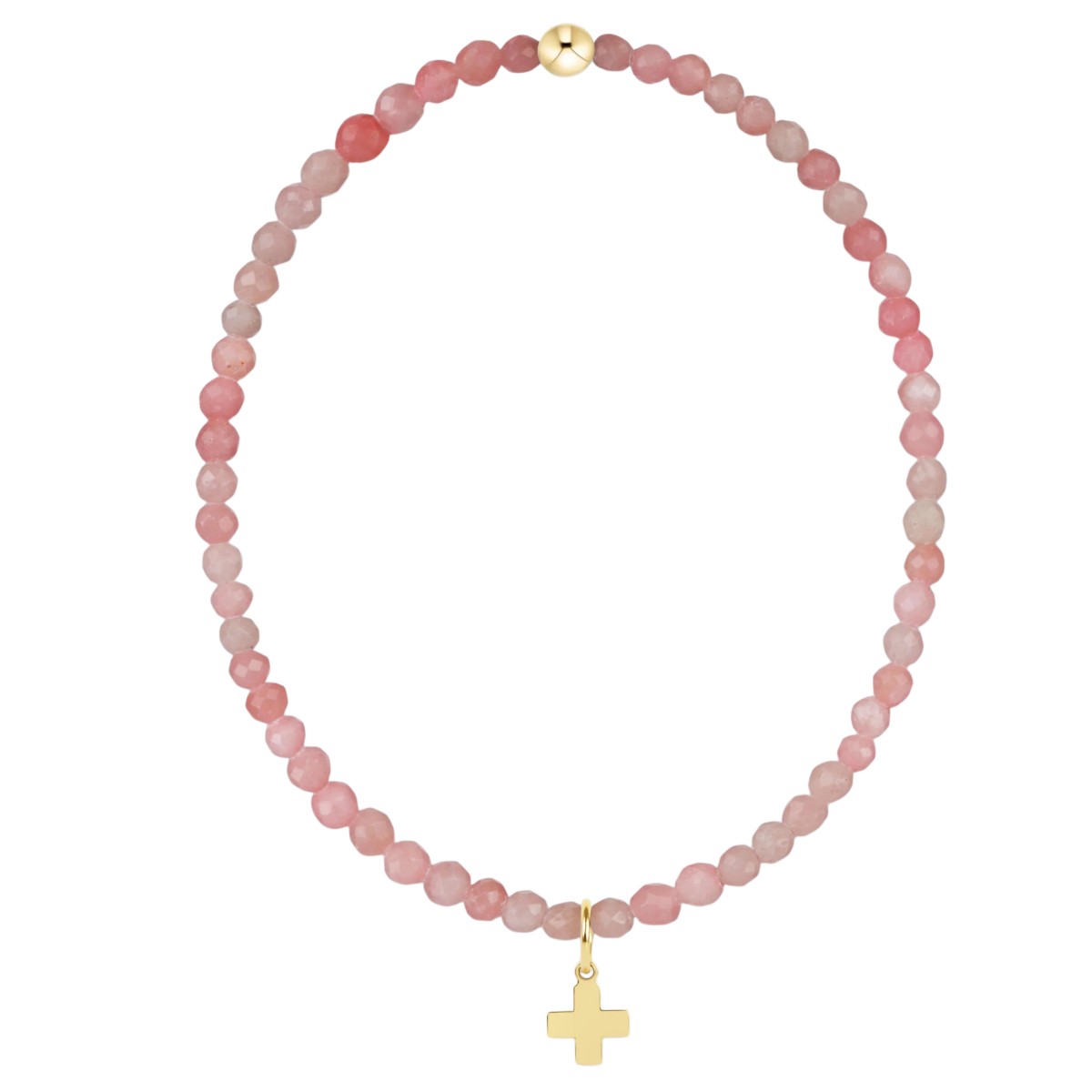 Enewton Classic Pink Opal Signature Cross Gold Charm 3mm Bracelet, 6.25