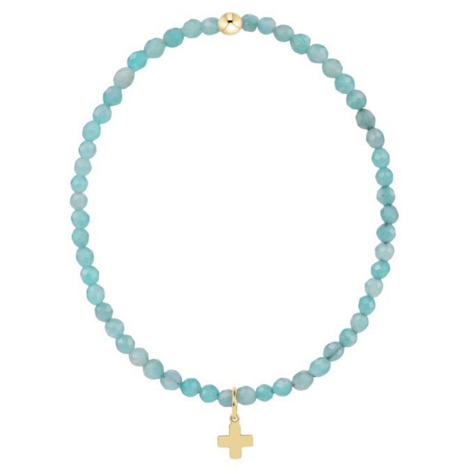 Enewton Classic Amazonite 3mm Signature Cross Gold Charm Bracelet, 6.25"