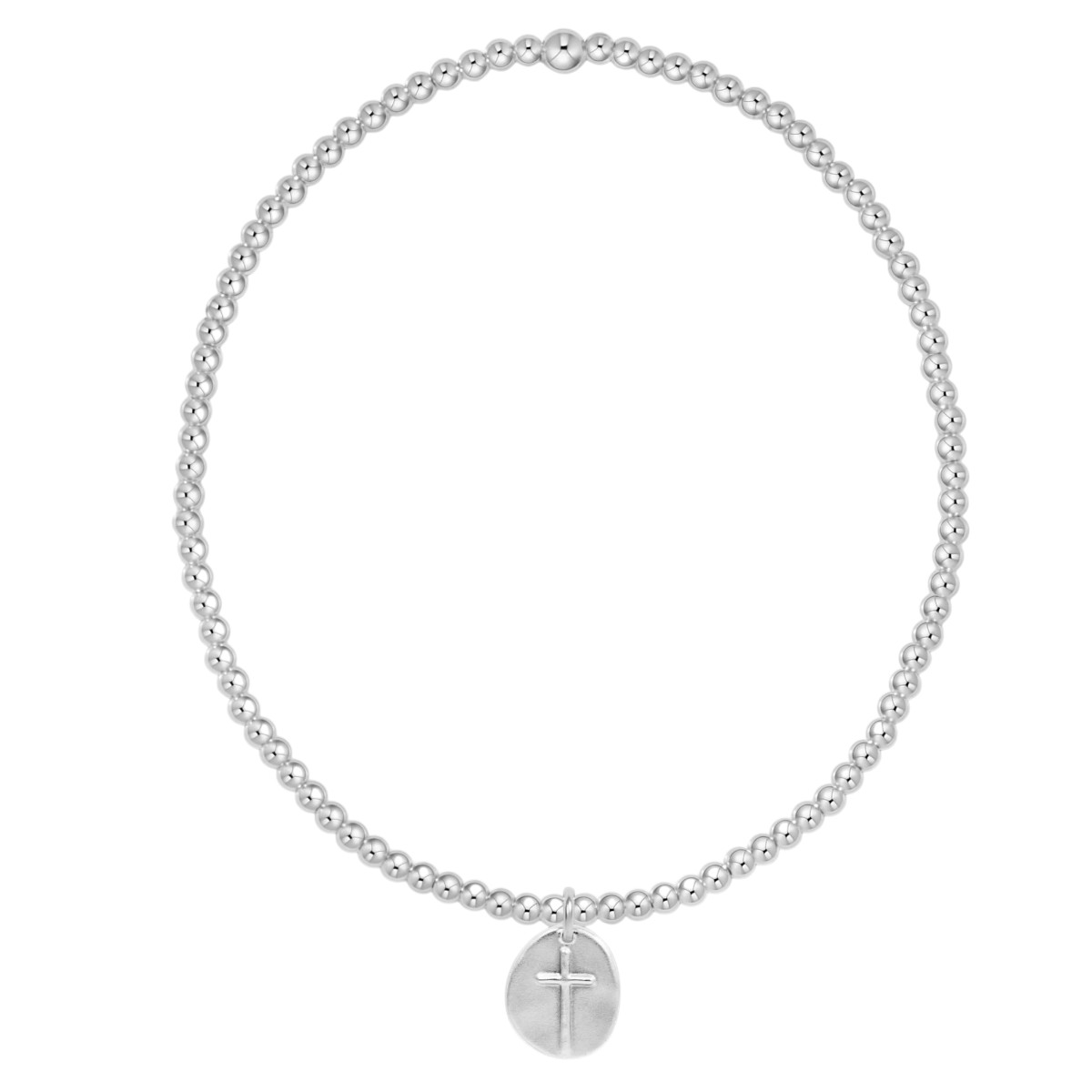 Enewton Classic Sterling Silver Inspire Small Cross Disc 2mm Bracelet, 6.25