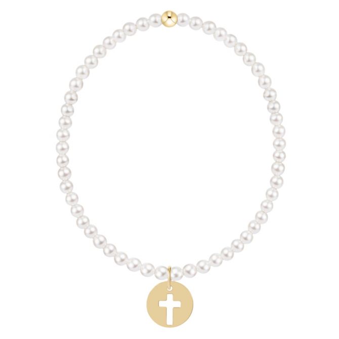 Enewton Classic Blessed Gold Cross Disc 3mm Bracelet, 6.25"