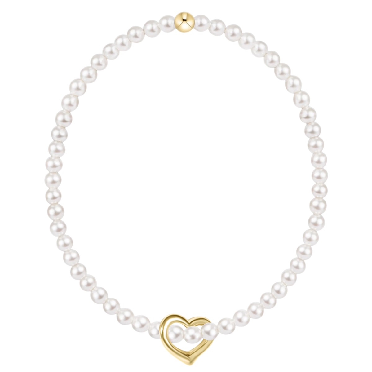 Enewton Classic Pearl 3mm Love Gold Charm Bracelet, 6.25
