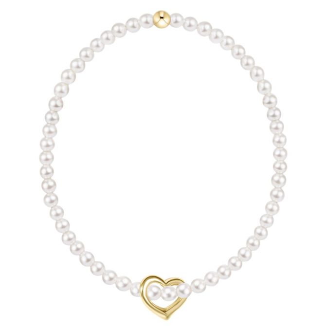 Enewton Classic Pearl 3mm Love Gold Charm Bracelet, 6.25"