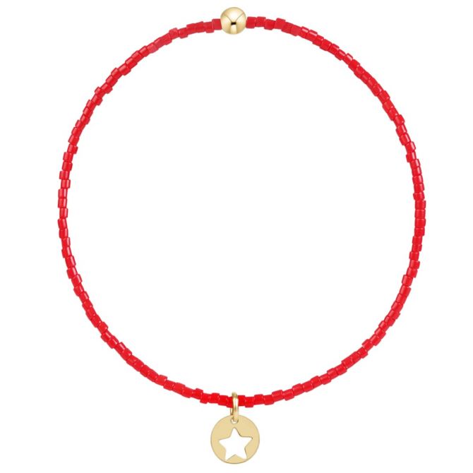 Enewton Hope Unwritten Classic Bracelet, Bright Red and Star Small Gold Disc