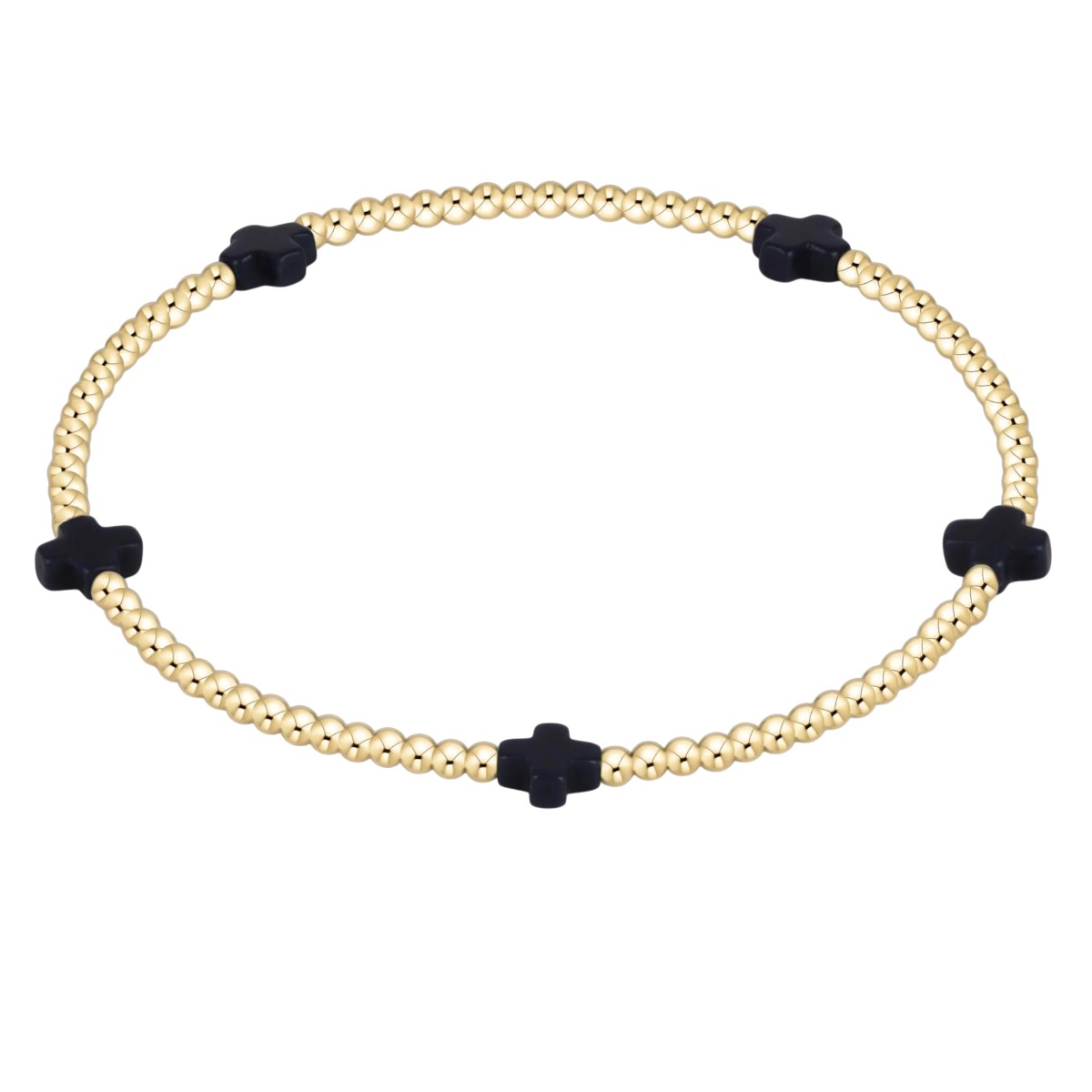 Enewton Signature Cross Small 2mm Gold Bracelet, Navy