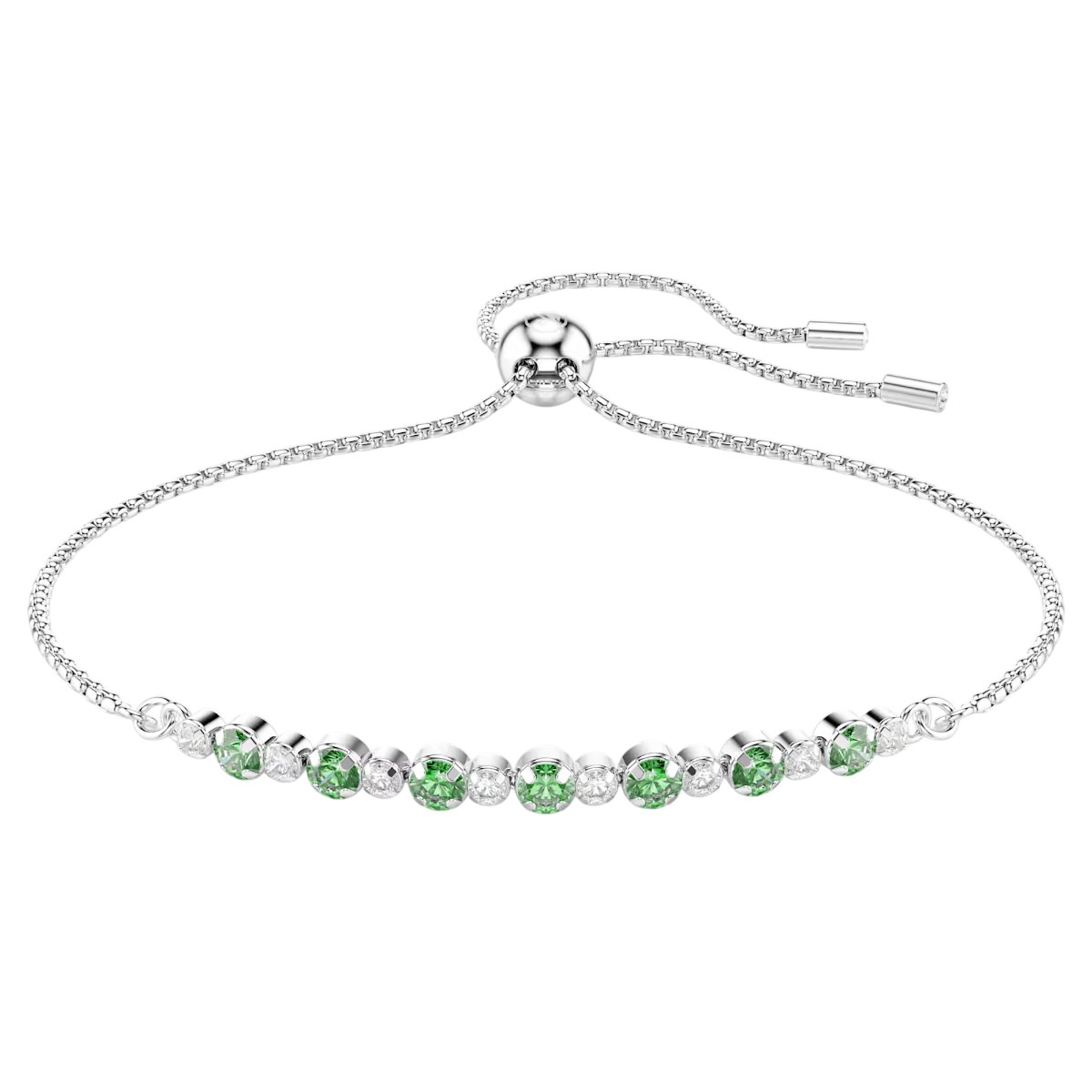 Swarovski Round Cut Matrix Bracelet, Green and Rhodium Plated