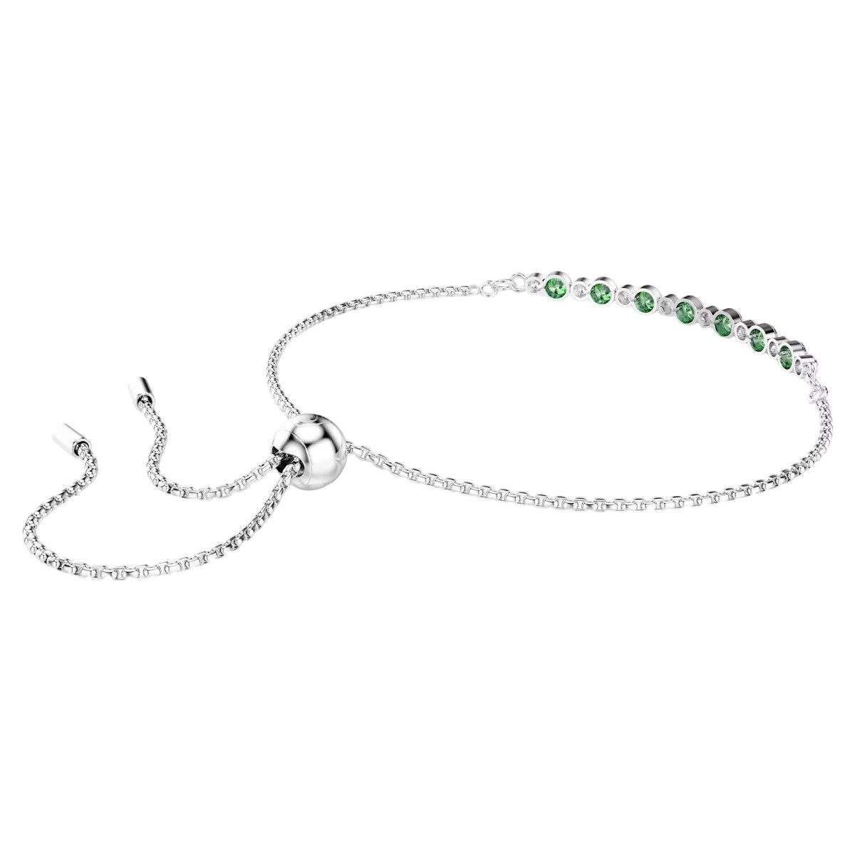 Swarovski Round Cut Matrix Bracelet, Green and Rhodium Plated