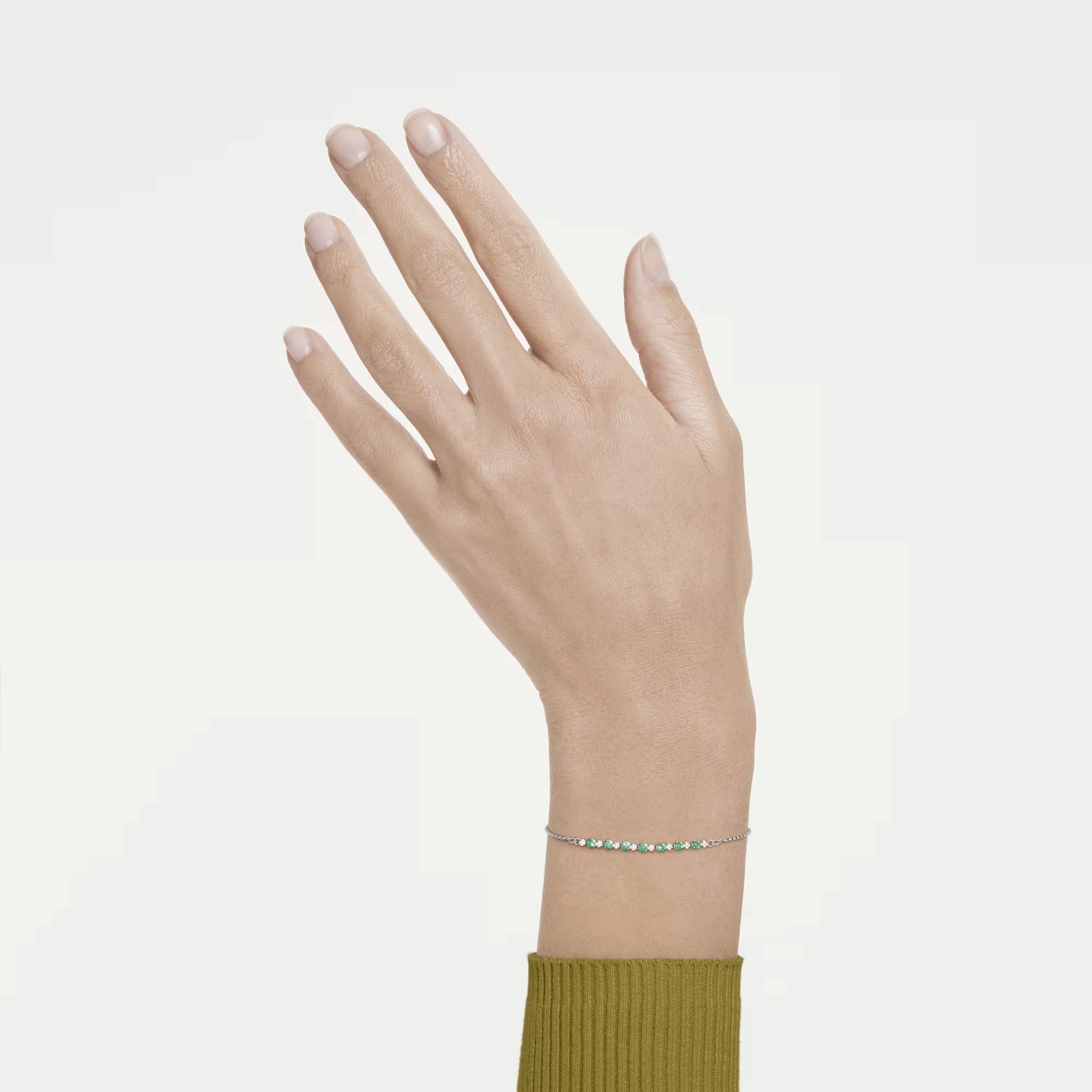Swarovski Round Cut Matrix Bracelet, Green and Rhodium Plated