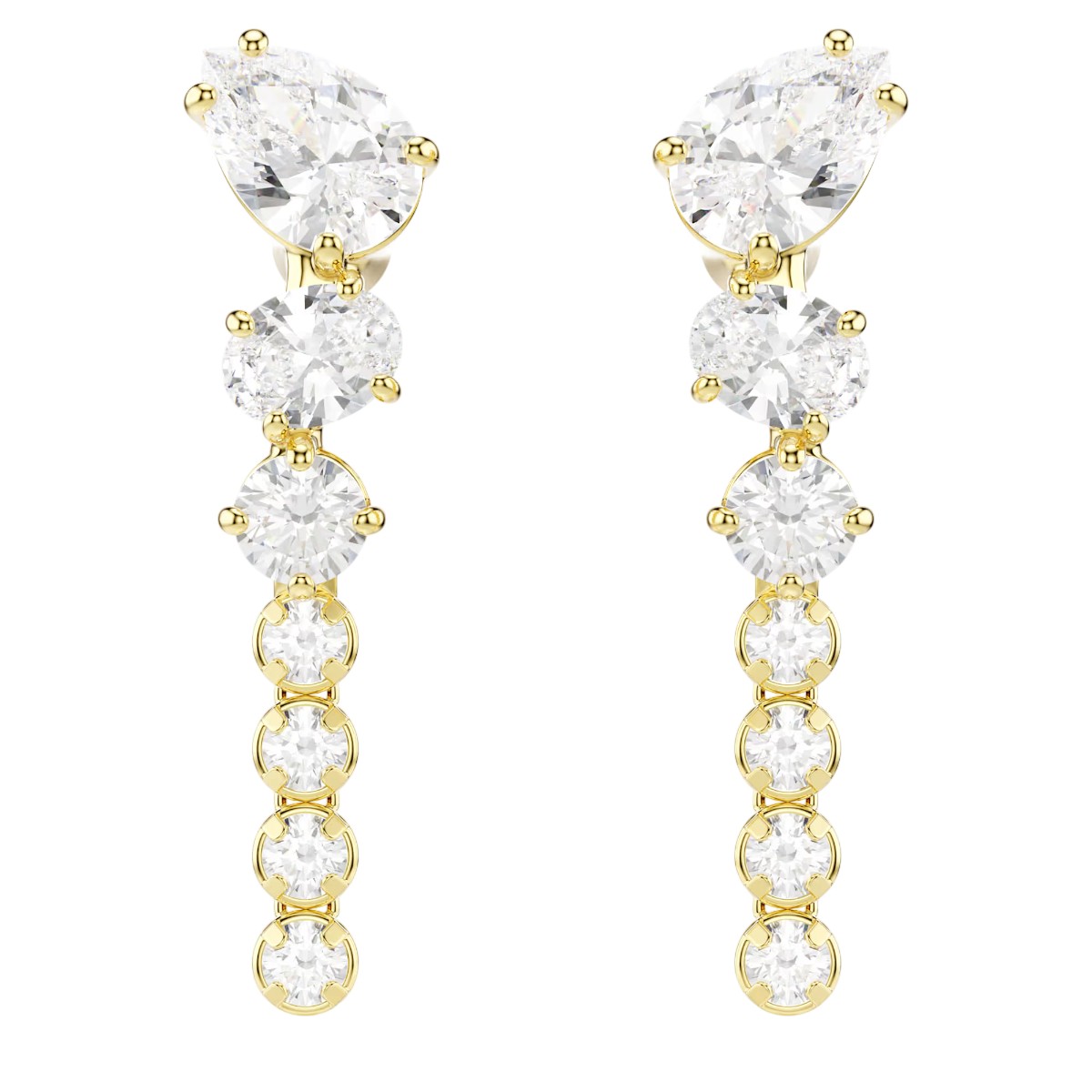 Swarovski Mixed Cuts Mesmera Drop Earrings, White and 18k Yellow Gold Finish