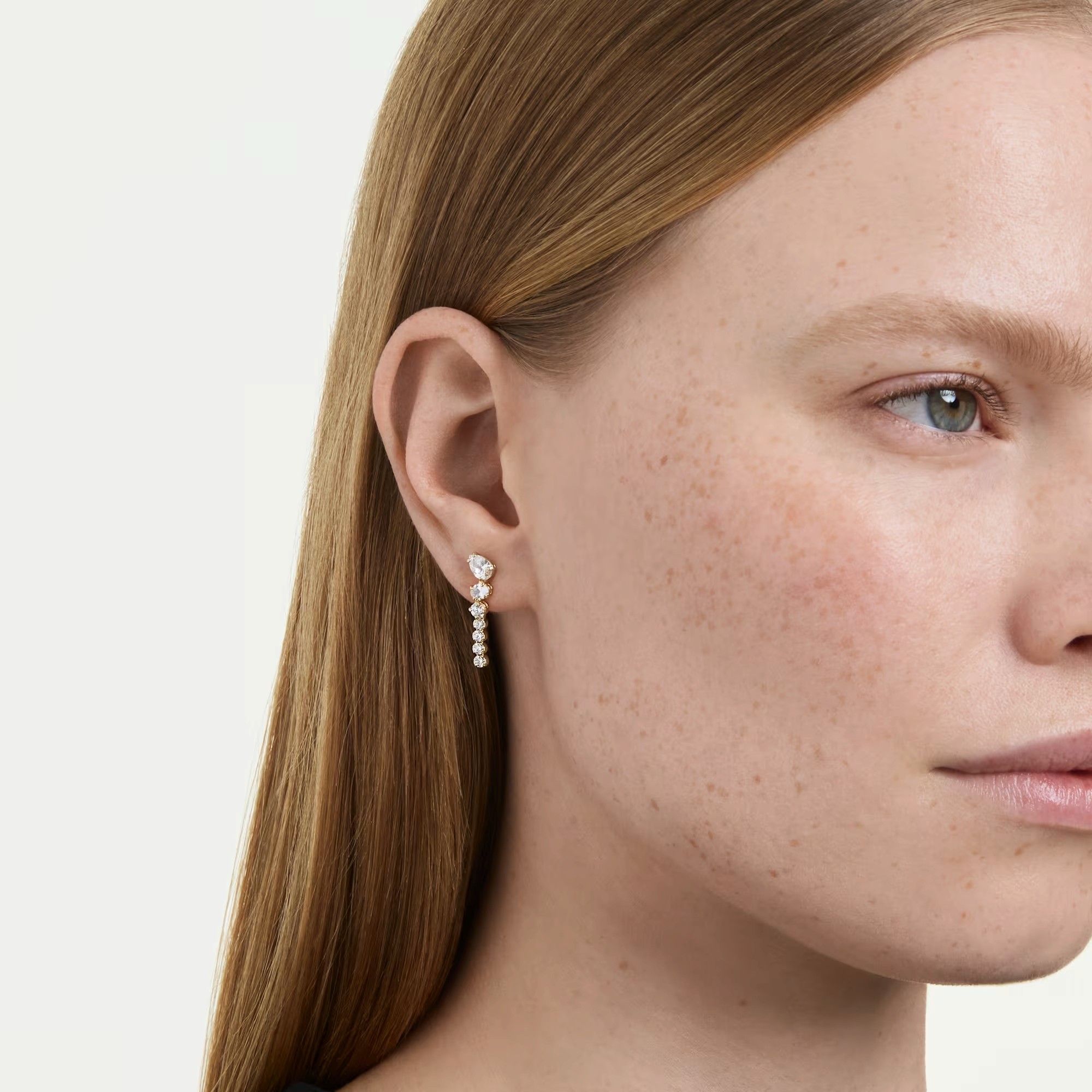 Swarovski Mixed Cuts Mesmera Drop Earrings, White and 18k Yellow Gold Finish