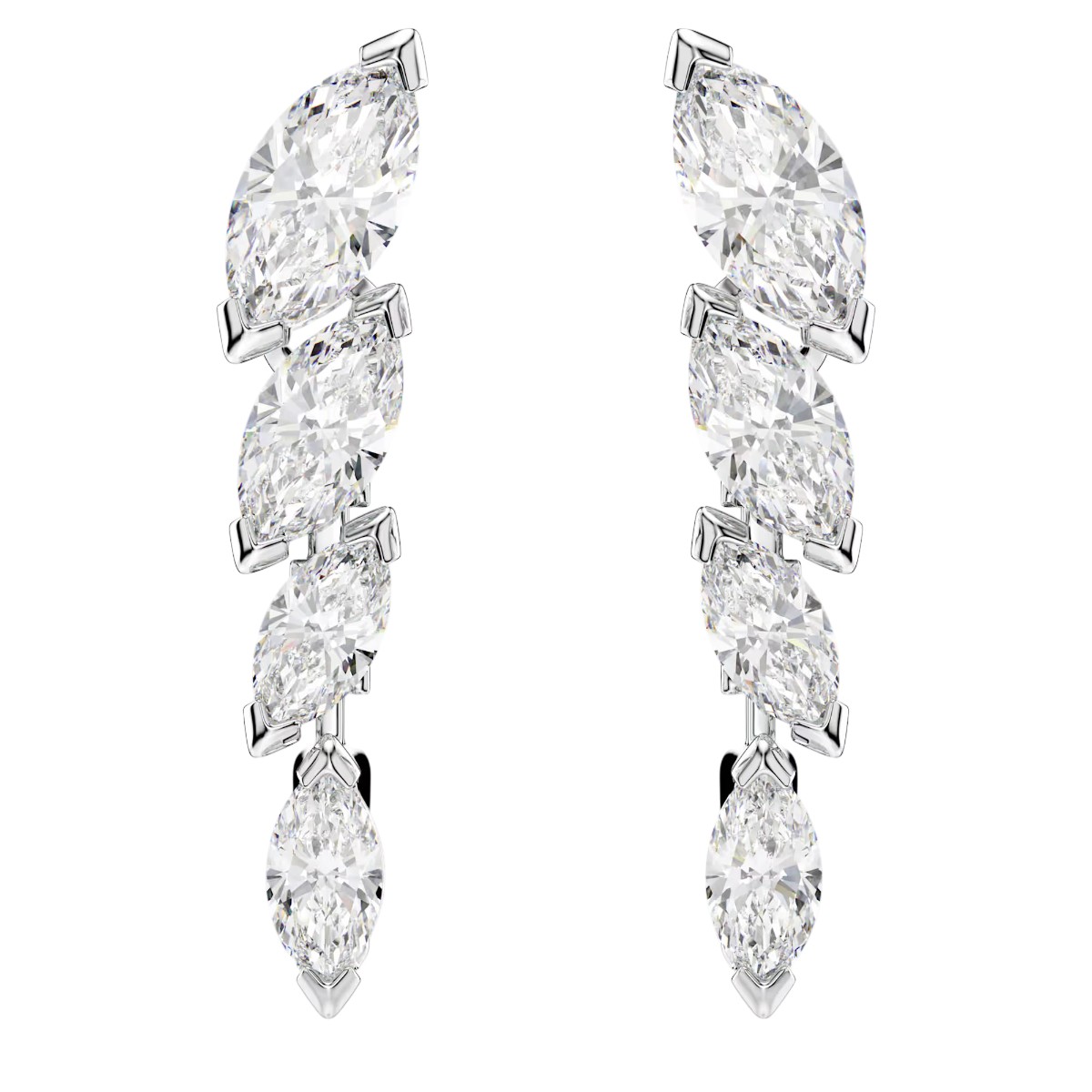Swarovski Marquise Cut Memera Earrings, White and Rhodium Plated